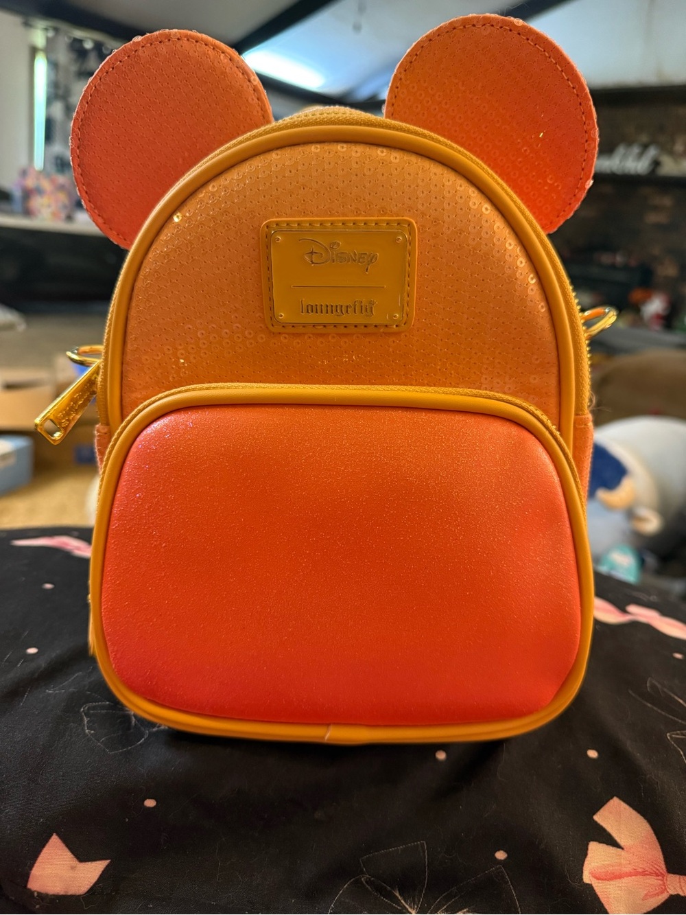 Loungefly Orange and Yellow Kids Mini Backpack with Mouse Ears